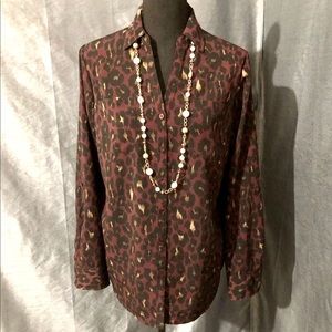 Talbots• Leopard Button Top